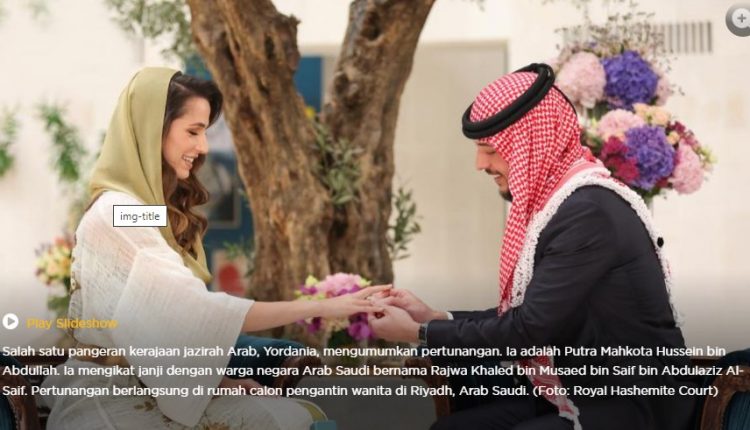 Putra Mahkota Yordania Hussein Tunangan dengan Gadis Arab